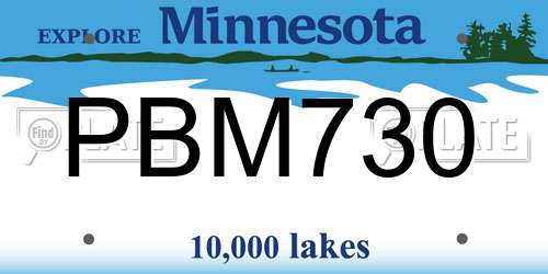 PBM730 Minnesota License Plate
