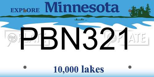 PBN321 Minnesota License Plate