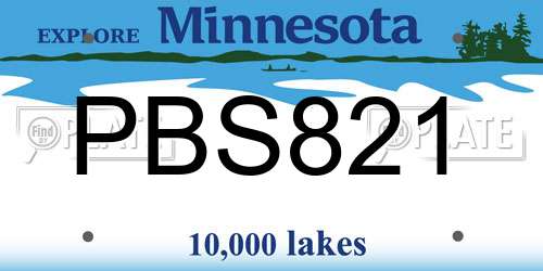 PBS821 Minnesota License Plate