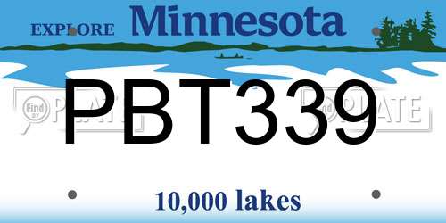 PBT339 Minnesota License Plate