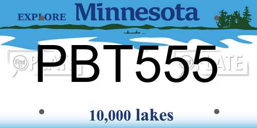 PBT555 Minnesota License Plate