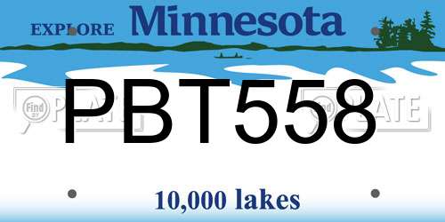 PBT558 Minnesota License Plate