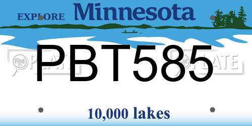PBT585 Minnesota License Plate
