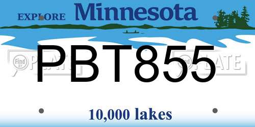 PBT855 Minnesota License Plate