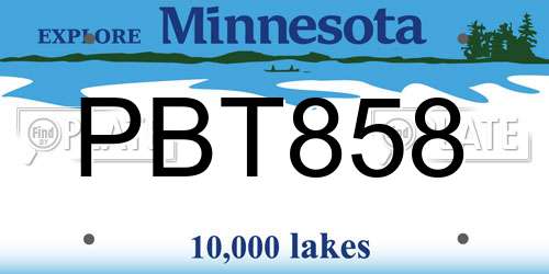 PBT858 Minnesota License Plate