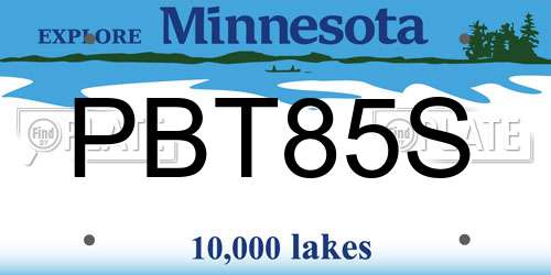 PBT85S Minnesota License Plate