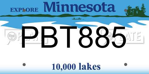 PBT885 Minnesota License Plate