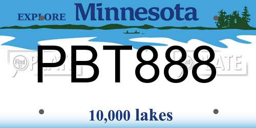PBT888 Minnesota License Plate