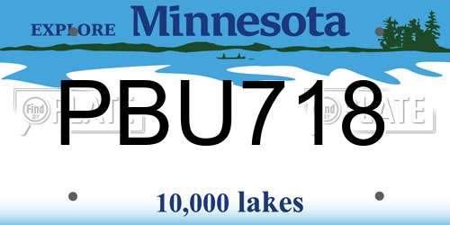 PBU718 Minnesota License Plate