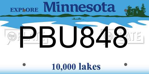 PBU848 Minnesota License Plate