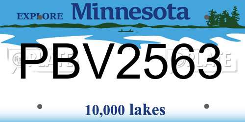 PBV2563 Minnesota License Plate