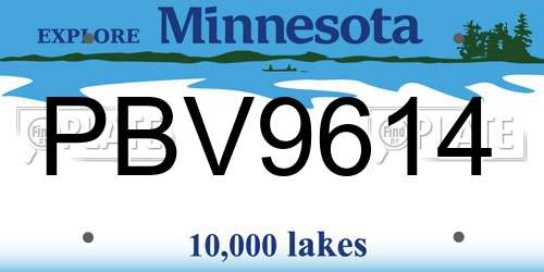 PBV9614 Minnesota License Plate
