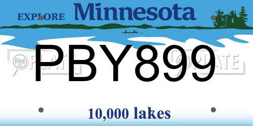 PBY899 Minnesota License Plate