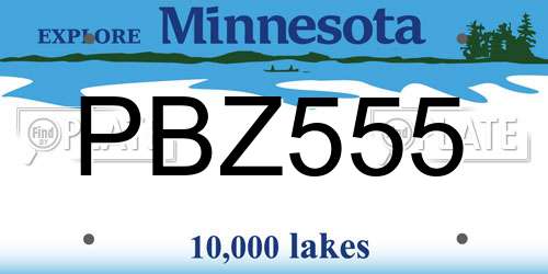 PBZ555 Minnesota License Plate