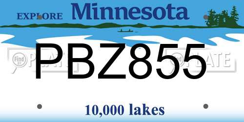 PBZ855 Minnesota License Plate