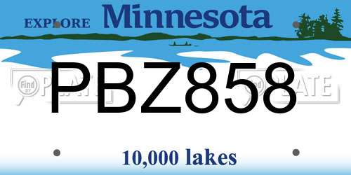 PBZ858 Minnesota License Plate