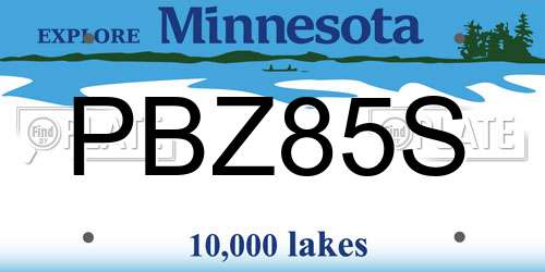 PBZ85S Minnesota License Plate