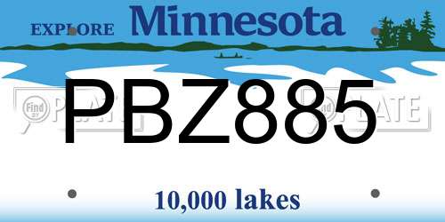 PBZ885 Minnesota License Plate