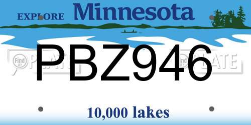 PBZ946 Minnesota License Plate