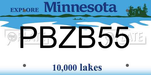 PBZB55 Minnesota License Plate