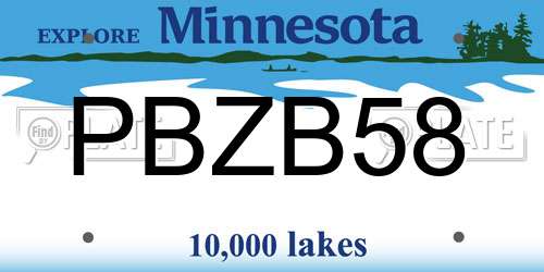 PBZB58 Minnesota License Plate