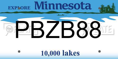 PBZB88 Minnesota License Plate