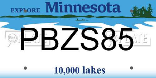 PBZS85 Minnesota License Plate