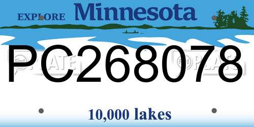 PC268078 Minnesota License Plate