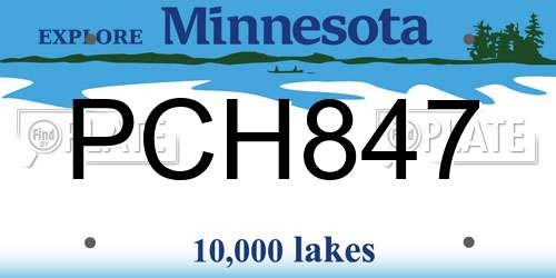 PCH847 Minnesota License Plate