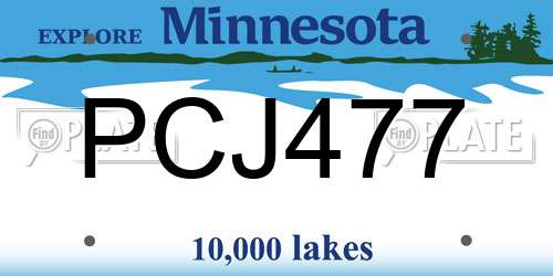 PCJ477 Minnesota License Plate