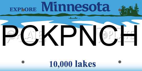 PCKPNCH Minnesota License Plate