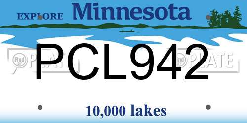 PCL942 Minnesota License Plate