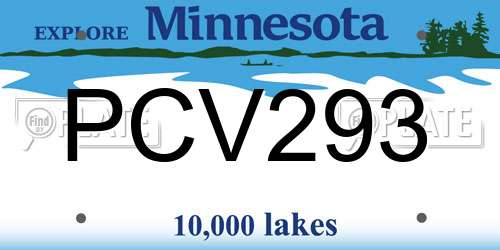 PCV293 Minnesota License Plate