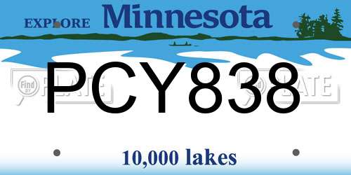 PCY838 Minnesota License Plate