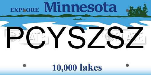 PCYSZSZ Minnesota License Plate