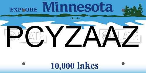 PCYZAAZ Minnesota License Plate