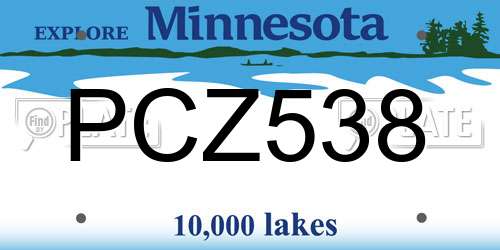 PCZ538 Minnesota License Plate