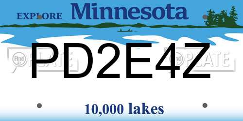PD2E4Z Minnesota License Plate