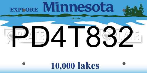 PD4T832 Minnesota License Plate