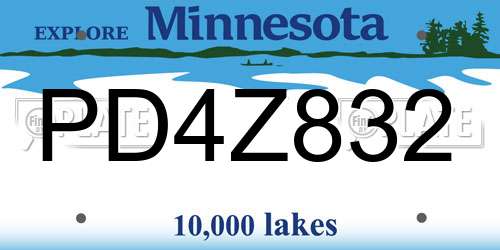 PD4Z832 Minnesota License Plate
