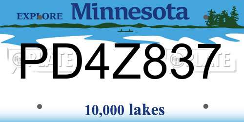 PD4Z837 Minnesota License Plate