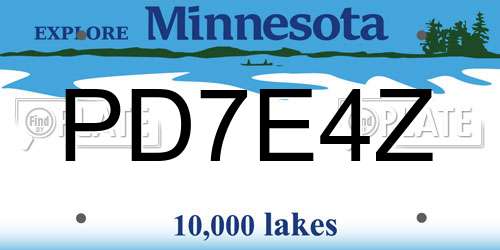 PD7E4Z Minnesota License Plate