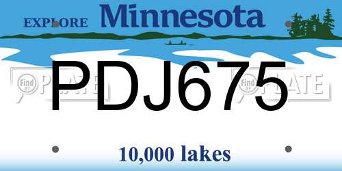 PDJ675 Minnesota License Plate