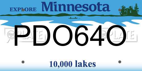 PDO64O Minnesota License Plate