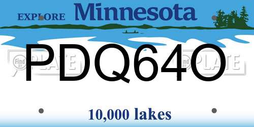 PDQ64O Minnesota License Plate