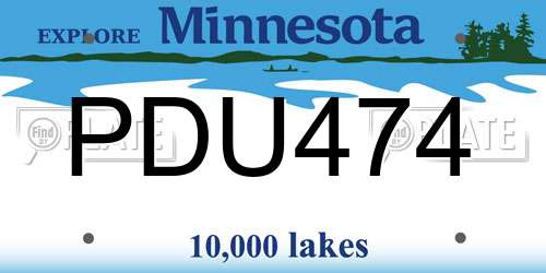 PDU474 Minnesota License Plate