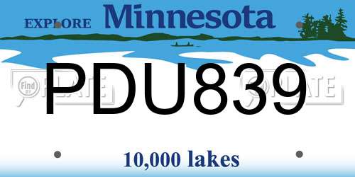PDU839 Minnesota License Plate