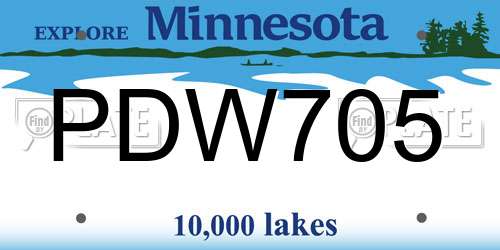 PDW705 Minnesota License Plate