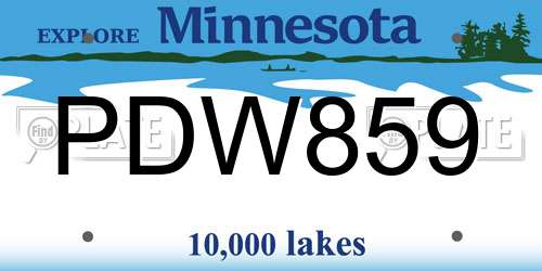 PDW859 Minnesota License Plate