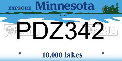 PDZ342 Minnesota License Plate